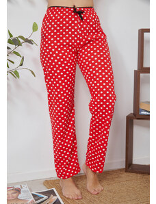 Comfort Παντελόνι πιτζάμας πουά - Κόκκινο