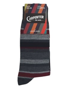 CARPENTER Ανδρική κάλτσα με ρίγες γκρι/μπορντώ Νο 39-46