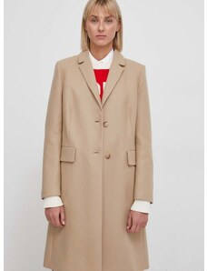 Μάλλινο παλτό Tommy Hilfiger χρώμα: μπεζ