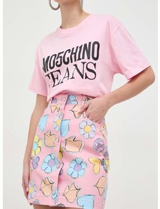 Τζιν φούστα Moschino Jeans χρώμα: ροζ
