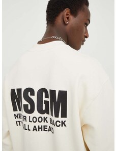 Βαμβακερή μπλούζα MSGM χρώμα: μπεζ