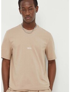 Βαμβακερό μπλουζάκι MSGM ανδρικά, χρώμα: μπεζ