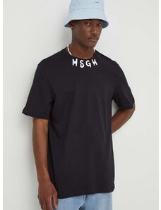 Βαμβακερό μπλουζάκι MSGM ανδρικά, χρώμα: μαύρο