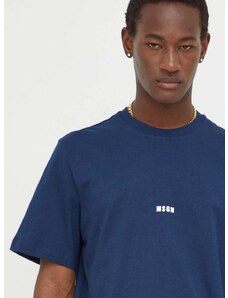 Βαμβακερό μπλουζάκι MSGM ανδρικά, χρώμα: ναυτικό μπλε