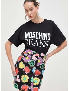 Βαμβακερό μπλουζάκι Moschino Jeans γυναικεία, χρώμα: μαύρο