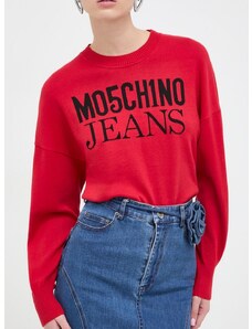 Βαμβακερό πουλόβερ Moschino Jeans χρώμα: κόκκινο