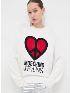 Βαμβακερό πουλόβερ Moschino Jeans χρώμα: μπεζ