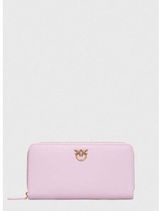 Δερμάτινο πορτοφόλι Pinko γυναικείο, χρώμα: μοβ, 100250 A0F1