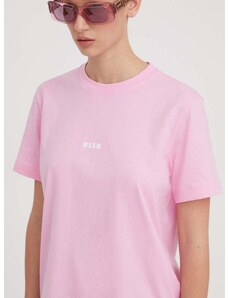 Βαμβακερό μπλουζάκι MSGM γυναικεία, χρώμα: ροζ