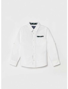 Παιδικό βαμβακερό πουκάμισο Guess χρώμα: άσπρο