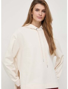 Βαμβακερή μπλούζα Weekend Max Mara γυναικεία, χρώμα: μπεζ, με κουκούλα