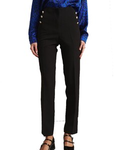 ESQUIVO FIBES Γυναικεία μαύρο κρέπ παντελόνι 04-7212-BLACK, Χρώμα Μαύρο, Μέγεθος L