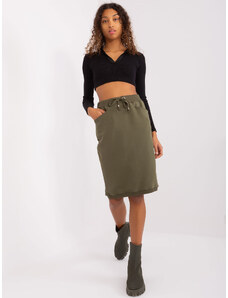 Fashionhunters Khaki basic sweatshirt skirt with pockets Ava