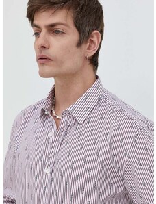 Βαμβακερό πουκάμισο HUGO ανδρικό, χρώμα: ροζ