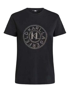 KARL LAGERFELD T-Shirt Rhinestone Logo 240W1700 999 black