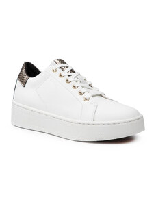 Geox D Skyely C Nappa White/Lt Gold Γυναικεία Ανατομικά Δερμάτινα Sneakers Λευκά (D16QXC 085MA C1327)