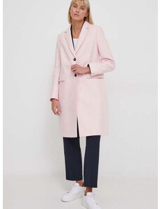 Μάλλινο παλτό Tommy Hilfiger χρώμα: ροζ