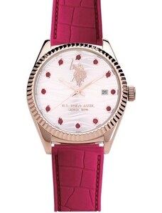 U.S. POLO Jacob - USP8243RD, Rose Gold case with Bordeaux Leather Strap