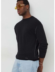 Πουλόβερ με προσθήκη μαλλιού Calvin Klein ανδρικά, χρώμα: μαύρο