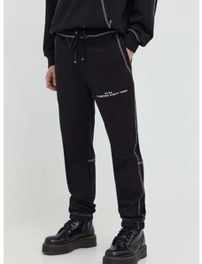 Βαμβακερό παντελόνι HUGO χρώμα: μαύρο
