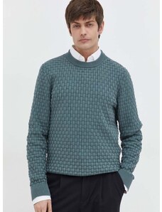 Βαμβακερό πουλόβερ HUGO χρώμα: πράσινο
