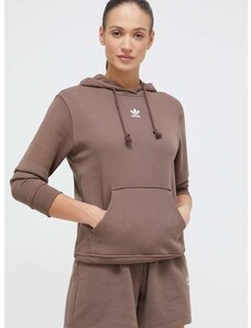 Βαμβακερή μπλούζα adidas Originals 0 γυναικεία, χρώμα: καφέ, με κουκούλα IN5120 IR5936