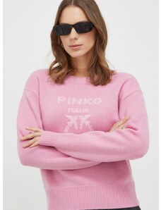 Μάλλινο πουλόβερ Pinko γυναικεία, χρώμα: ροζ