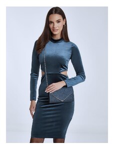 Celestino Βελούδινο φόρεμα με ανοίγματα μπλε για Γυναίκα