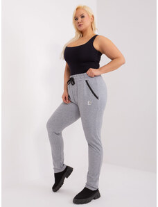 Fashionhunters Grey melange trousers in a larger size with patch