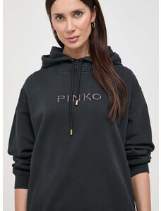 Βαμβακερή μπλούζα Pinko γυναικεία, χρώμα: μαύρο, με κουκούλα