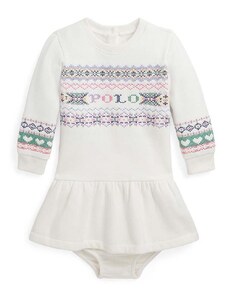 Φόρεμα μωρού Polo Ralph Lauren χρώμα: μπεζ