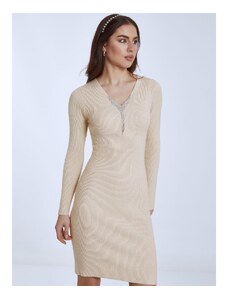 Celestino Mini φόρεμα με strass μπεζ ανοιχτο για Γυναίκα