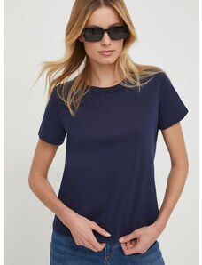Βαμβακερό μπλουζάκι Lauren Ralph Lauren γυναικεία, χρώμα: ναυτικό μπλε