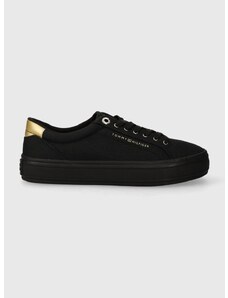 Πάνινα παπούτσια Tommy Hilfiger ESSENTIAL VULC CANVAS SNEAKER χρώμα: μαύρο, FW0FW07682