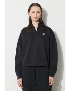 Μπλούζα adidas Originals Essentials Halfzip Sweatshirt χρώμα: μαύρο, IU2711