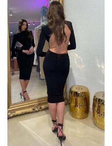 Joy Fashion House Carrie μίντι εξώπλατο φόρεμα μαύρο