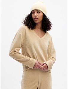 GAP Μπεζ Relaxed Ribbed Velour PJ Τοπ