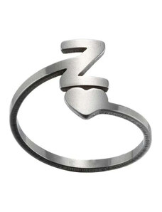 charmy.gr Ατσάλινο ρυθμιζόμενο δαχτυλίδι με αρχικό γράμμα Ζ χρώμα ασημί (R1183)