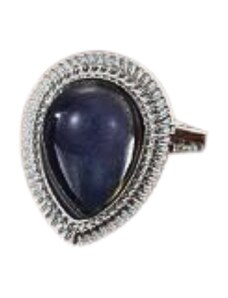 charmy.gr Ατσάλινο ρυθμιζόμενο δαχτυλίδι με πέτρα σταγόνα χρώμα ασημί (R1235)
