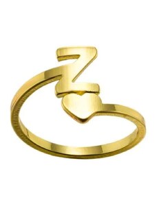 charmy.gr Ατσάλινο ρυθμιζόμενο δαχτυλίδι με αρχικό γράμμα Ζ χρώμα χρυσό (R1195)