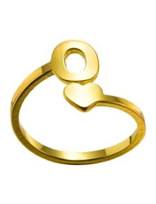 charmy.gr Ατσάλινο ρυθμιζόμενο δαχτυλίδι με αρχικό γράμμα Ο χρώμα χρυσό (R1200)
