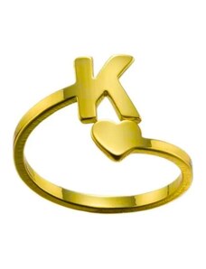 charmy.gr Ατσάλινο ρυθμιζόμενο δαχτυλίδι με αρχικό γράμμα Κ χρώμα χρυσό (R1202)