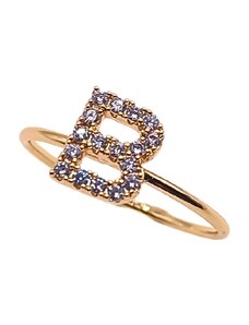 charmy.gr Ατσάλινο δαχτυλίδι με αρχικό γράμμα B χρώμα χρυσό (R1215)
