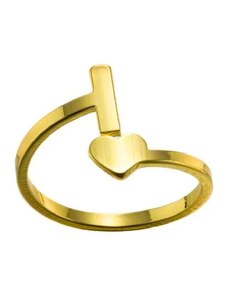charmy.gr Ατσάλινο ρυθμιζόμενο δαχτυλίδι με αρχικό γράμμα Ι χρώμα χρυσό (R1203)