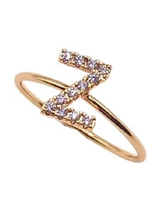 charmy.gr Ατσάλινο δαχτυλίδι με αρχικό γράμμα Z χρώμα χρυσό (R1208)