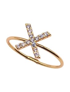 charmy.gr Ατσάλινο δαχτυλίδι με αρχικό γράμμα X χρώμα χρυσό (R1209)