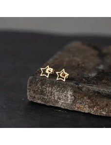 charmy.gr Ατσάλινα σκουλαρίκια καρφωτά χρυσά αστέρι (E1261)