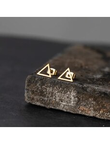 charmy.gr Ατσάλινα σκουλαρίκια καρφωτά τριγωνικά χρώμα χρυσό (E1263)