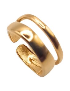 charmy.gr Ατσάλινο ρυθμιζόμενο δαχτυλίδι χρυσό διπλό (R1286)