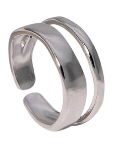 charmy.gr Ατσάλινο ρυθμιζόμενο δαχτυλίδι ασημί διπλό (R1287)
